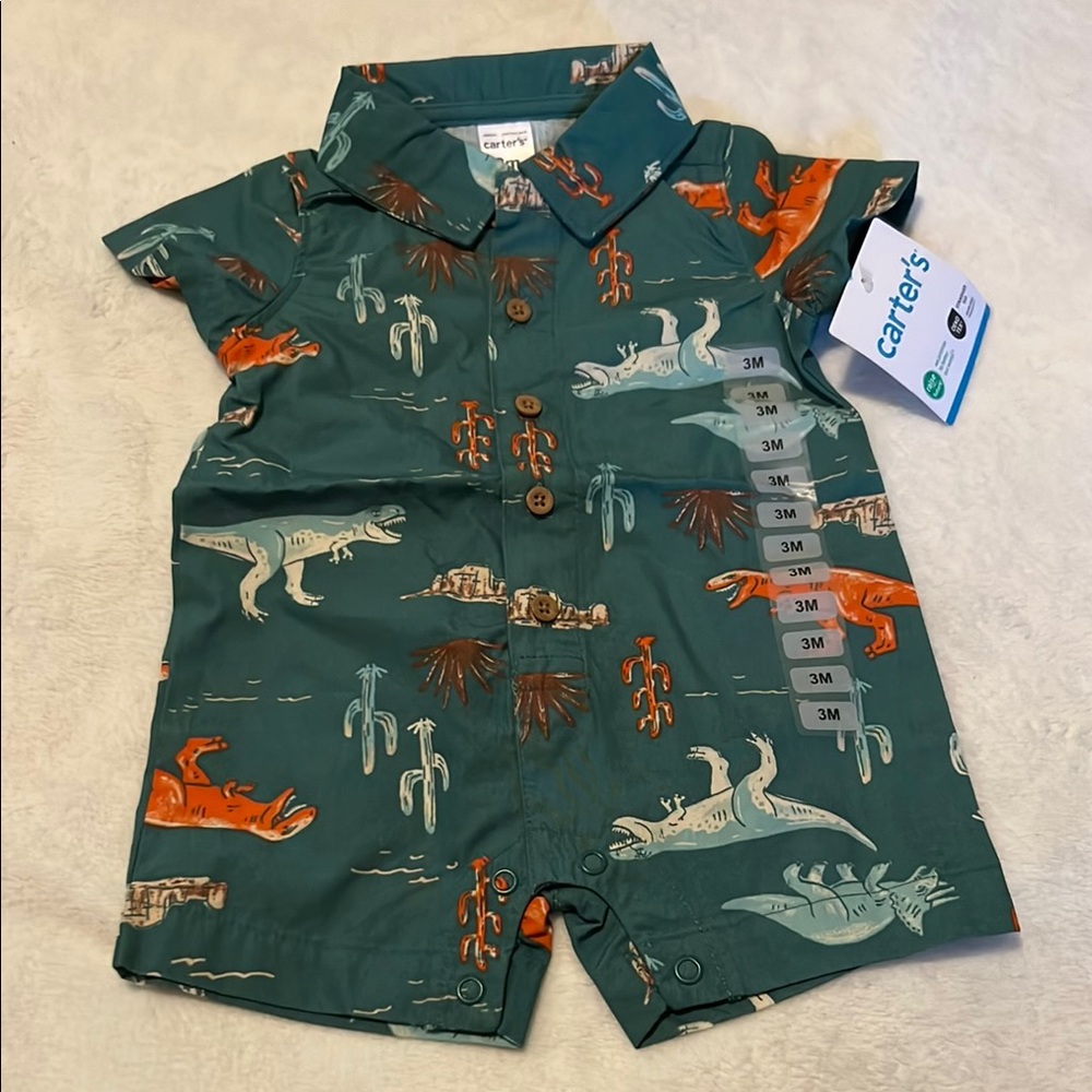 Carter's Green Dinosaur Romper